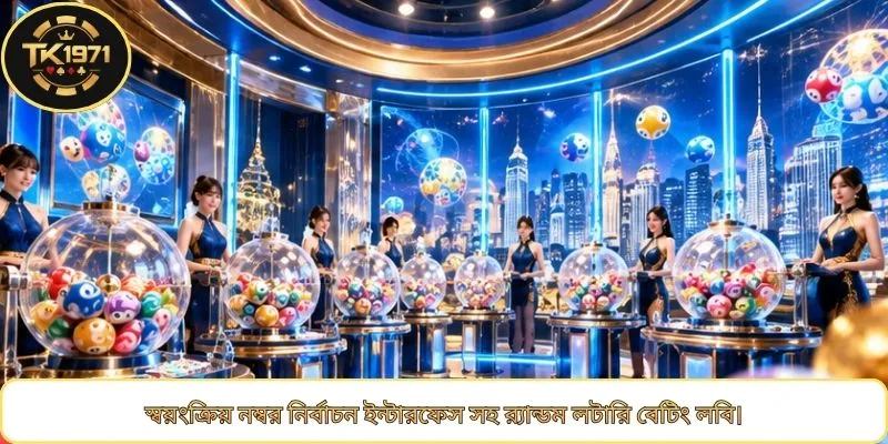স্বয়ংক্রিয় নম্বর নির্বাচন ইন্টারফেস সহ র‍্যান্ডম লটারি বেটিং লবি।
